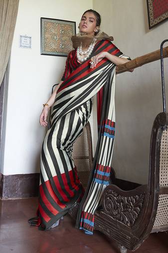 satin printed multicolor casual saree