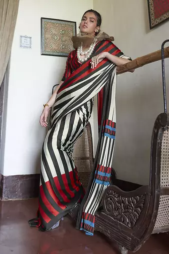 satin printed multicolor casual saree