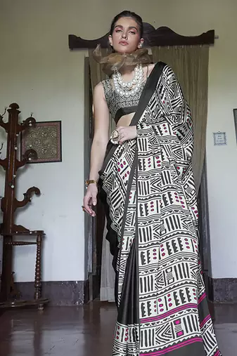 satin printed multicolor casual saree