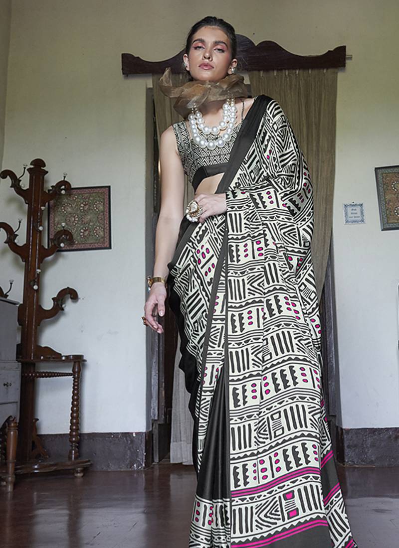 satin printed multicolor casual saree