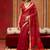 red handloom cotton blend weaving classic saree