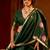dark green handloom cotton blend weaving classic saree