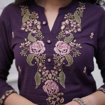 wine rayon  embroidered straight kurta pant and dupatta set 2