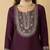 wine chanderi silk embroidered straight kurta pant and dupatta set