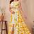 yellow shibori mirror work Anarkali
