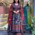blue cotton printed flared kurta palazzo and dupatta set