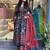 blue cotton printed flared kurta palazzo and dupatta set