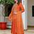 orange vichitra embroidered flared anarkali pant and dupatta set