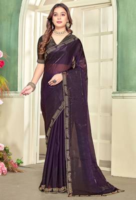 purple black half n half trending designer saree for women 1
