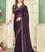 purple black half n half trending designer saree for women