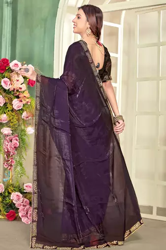 purple black half n half trending designer saree for women