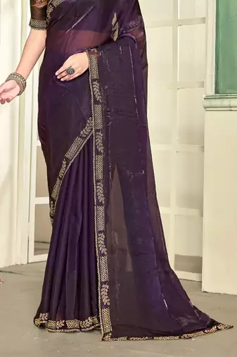 purple black half n half trending designer saree for women