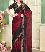 maroon black half n half trending designer saree for women