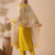 yellow viscose chanderi embroidered straight kurta pant and dupatta set