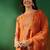orange vichitra embroidered flared anarkali pant and dupatta set