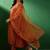 orange vichitra embroidered flared anarkali pant and dupatta set