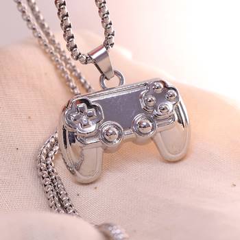 Men   s gaming controller pendant necklace | gamer chain for boys & men | video game jewelry | silver finish necklace 2