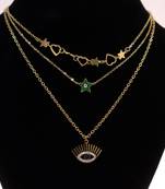 Women   s gold plated evil eye star layered necklace | trendy fashion jewelry for girls & women