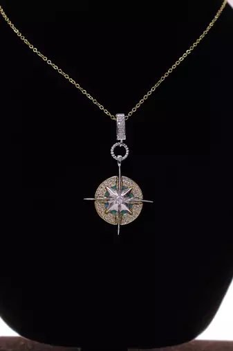 Women’s compass star pendant necklace | elegant gold & silver finish fashion necklace