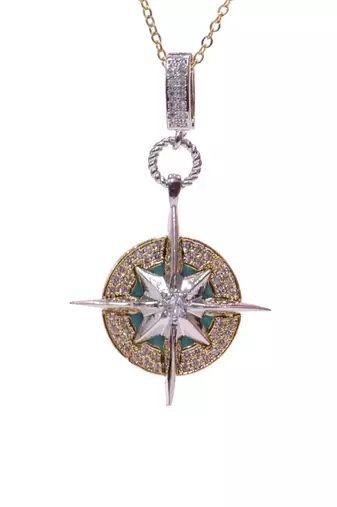 Women   s compass star pendant necklace | elegant gold & silver finish fashion necklace