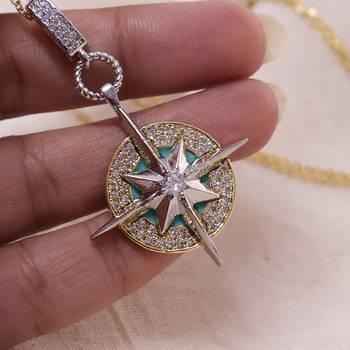 Women   s compass star pendant necklace | elegant gold & silver finish fashion necklace 3