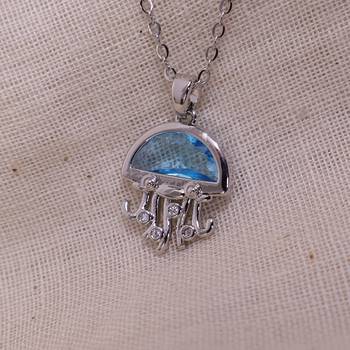 Women   s silver jellyfish pendant necklace | ocean inspired fashion jewelry for girls & women 2
