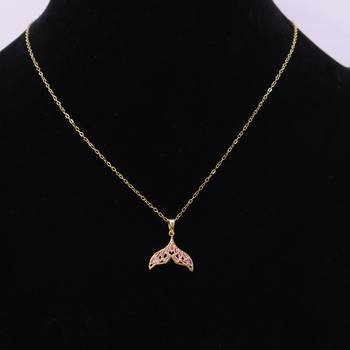 Women   s gold plated mermaid tail pendant necklace | stylish ocean theme jewelry 1