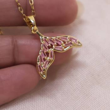 Women   s gold plated mermaid tail pendant necklace | stylish ocean theme jewelry 2