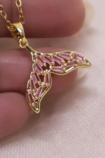 Women   s gold plated mermaid tail pendant necklace | stylish ocean theme jewelry