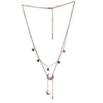Women   s gold plated moon & star layered necklace | celestial fashion jewelry 2