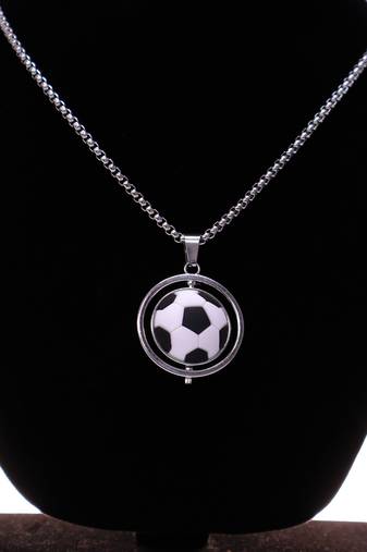 Men’s football pendant necklace | sports lover chain for boys & men | soccer ball charm necklace | silver finish jewelry