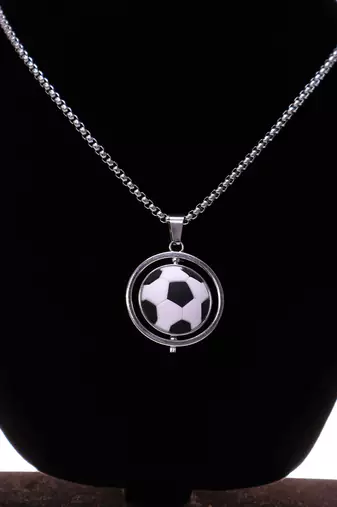 Men’s football pendant necklace | sports lover chain for boys & men | soccer ball charm necklace | silver finish jewelry