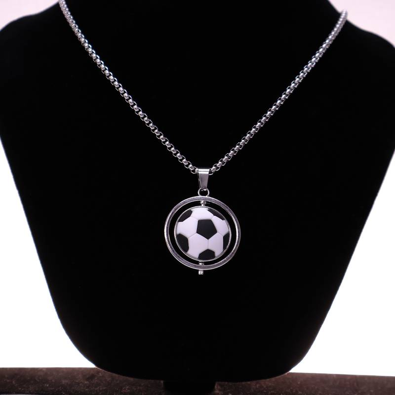 Men’s football pendant necklace | sports lover chain for boys & men | soccer ball charm necklace | silver finish jewelry