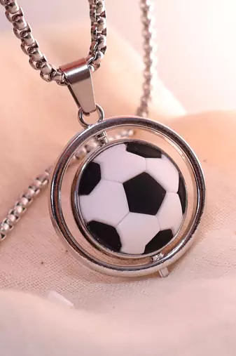 Men’s football pendant necklace | sports lover chain for boys & men | soccer ball charm necklace | silver finish jewelry