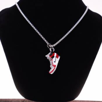 Abhika creations men   s sneaker pendant necklace | hip hop streetwear silver plated stainless steel chain 1