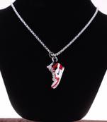 Abhika creations men   s sneaker pendant necklace | hip hop streetwear silver plated stainless steel chain