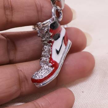 Abhika creations men   s sneaker pendant necklace | hip hop streetwear silver plated stainless steel chain 3
