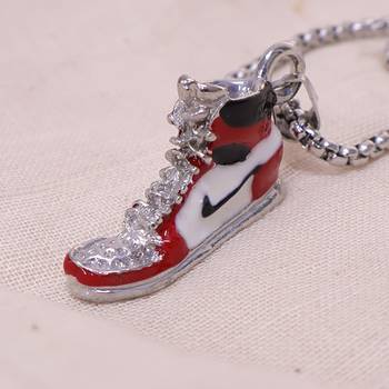 Abhika creations men   s sneaker pendant necklace | hip hop streetwear silver plated stainless steel chain 4