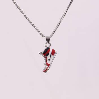 Abhika creations men   s sneaker pendant necklace | hip hop streetwear silver plated stainless steel chain 5