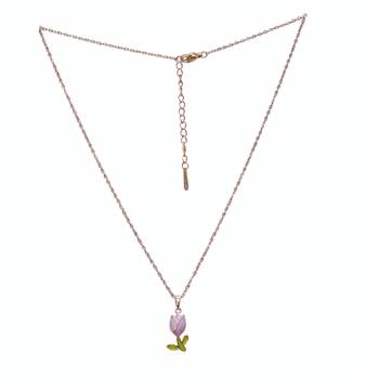 abhika creations purple flower pendant necklace for women | gold plated enamel charm stainless steel chain 3