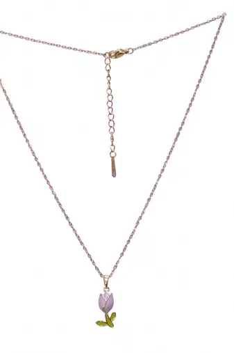 abhika creations purple flower pendant necklace for women | gold plated enamel charm stainless steel chain