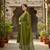 green cotton embroidered flared anarkali pant and dupatta set
