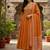 orange cotton embroidered flared anarkali pant and dupatta set