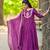 purple cotton embroidered flared anarkali pant and dupatta set