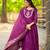 purple cotton embroidered flared anarkali pant and dupatta set