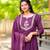 purple cotton embroidered flared anarkali pant and dupatta set