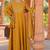 yellow vichitra silk embroidered flared anarkali pant and dupatta set