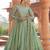 green vichitra silk embroidered flared anarkali pant and dupatta set