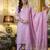 purple embroidered viscose rayon straight kurta pant and dupatta set