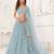 SKY BLUE NET SEQUIN EMBROIDERED LEHENGA SET WITH CHOLI AND DUPATTA